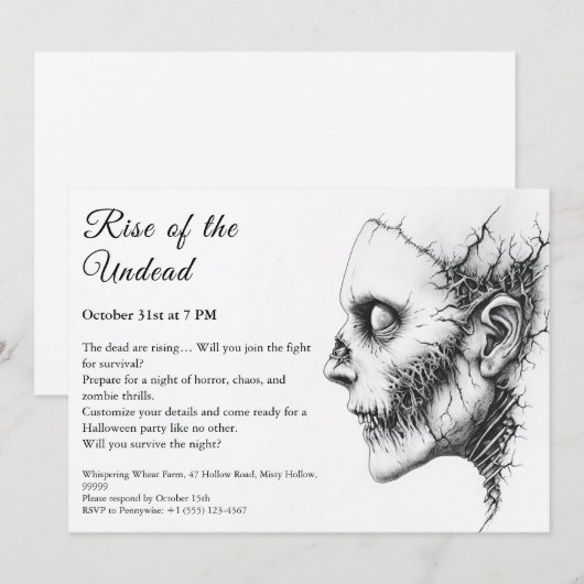 Zombie Apocalypse Halloween Undead Party Alert Kaart (Voorkant / Achterkant)