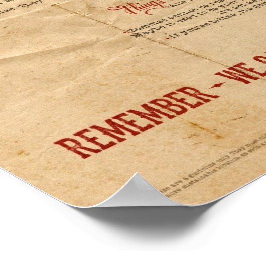 Zombie Apocalypse House Regels Poster (Hoek)