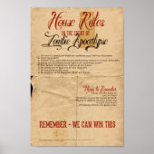 Zombie Apocalypse House Regels Poster (Voorkant)