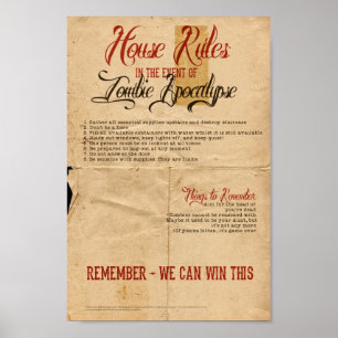 Zombie Apocalypse House Regels  Poster