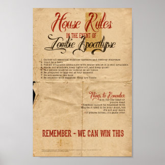 Zombie Apocalypse House Regels Poster