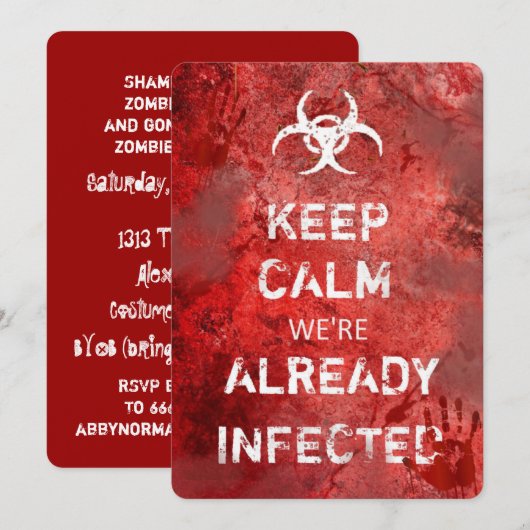 Zombie Apocalypse Keep Calm Halloween Invitation Kaart (Voorkant / Achterkant)