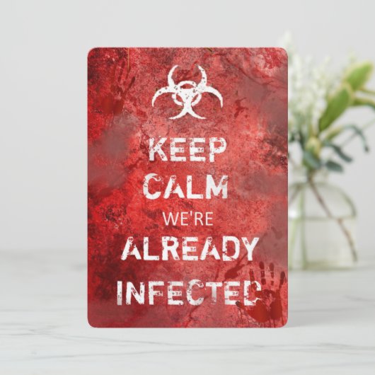 Zombie Apocalypse Keep Calm Halloween Invitation Kaart (Staand voorkant)