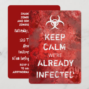 Zombie Apocalypse Keep Calm Halloween Invitation Kaart