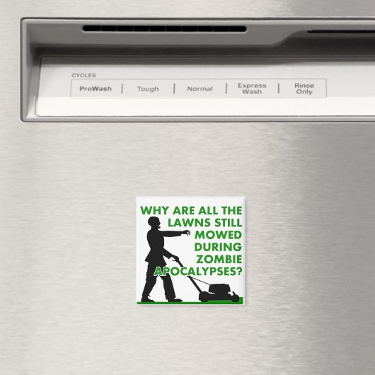 Zombie Apocalypse Lawn Mowing Funny Fridge Magnet (Insitu (Vaatwasser))