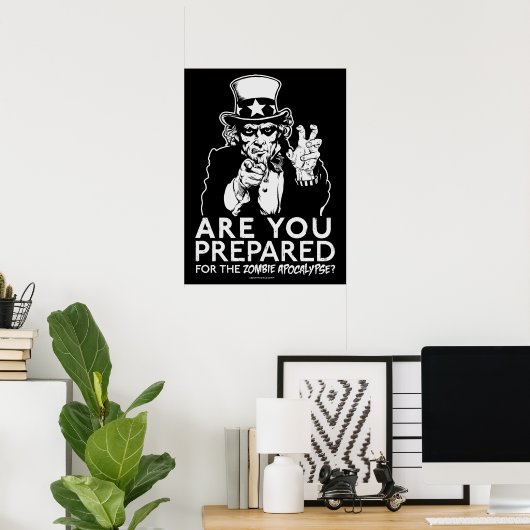 Zombie Apocalypse oom Sam Poster (Thuiskantoor)