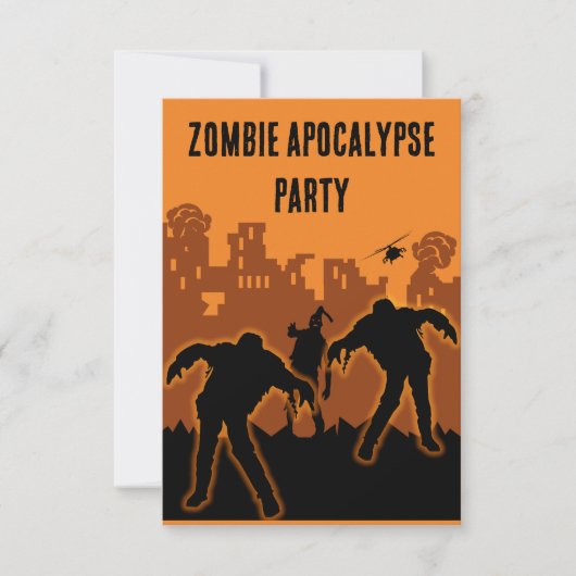 Zombie Apocalypse Party Uitnodigen RSVP Kaartje (Voorkant)