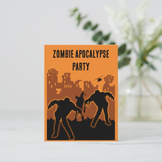 Zombie Apocalypse Party Uitnodigen Uitnodiging Briefkaart (Staand voorkant)