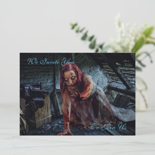 Zombie Apocalypse Party uitnodiging (Staand voorkant)