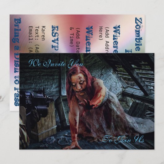 Zombie Apocalypse Party uitnodiging (Voorkant / Achterkant)