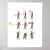 Zombie Apocalypse Pixel Poster met 8 bits (Voorkant)