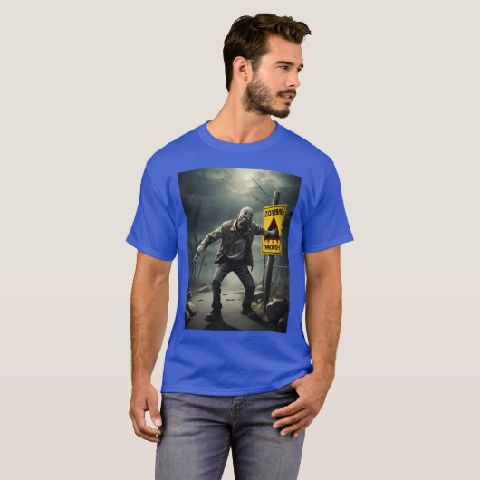Zombie Apocalypse Sign Horror Movie Style T-shirt (Voorkant volledig)