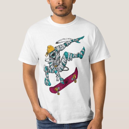 Zombie Apocalypse Skateboarder Heren T-Shirt (Voorkant)