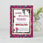 Zombie Apocalypse thema verjaardagsfeestje uitnodi Kaart (Staand voorkant)