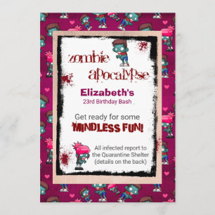 Zombie Apocalypse thema verjaardagsfeestje uitnodi Kaart