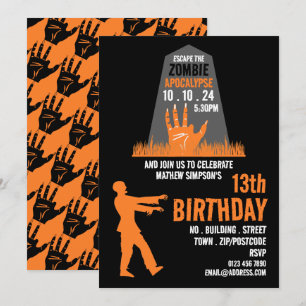 Zombie Apocalypse Theme Escape Room Birthday Party Kaart