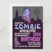Zombie Apocalypse Theme Escape Room Birthday Party Kaart (Voorkant)