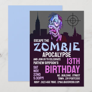 Zombie Apocalypse Theme Escape Room Birthday Party Kaart