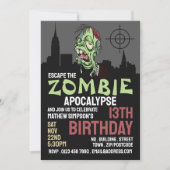 Zombie Apocalypse Theme Escape Room Birthday Party Kaart (Voorkant)