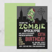 Zombie Apocalypse Theme Escape Room Birthday Party Kaart (Voorkant / Achterkant)