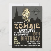 Zombie Apocalypse Theme Escape Room Birthday Party Kaart (Voorkant)