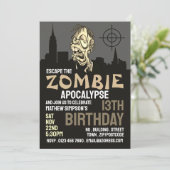 Zombie Apocalypse Theme Escape Room Birthday Party Kaart (Staand voorkant)