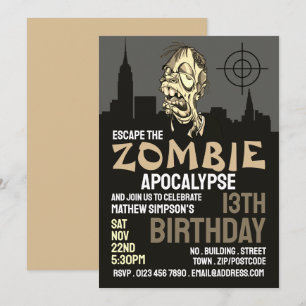 Zombie Apocalypse Theme Escape Room Birthday Party Kaart