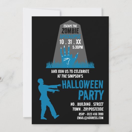 Zombie Apocalypse Theme Escape Room Halloween Kaart (Voorkant)