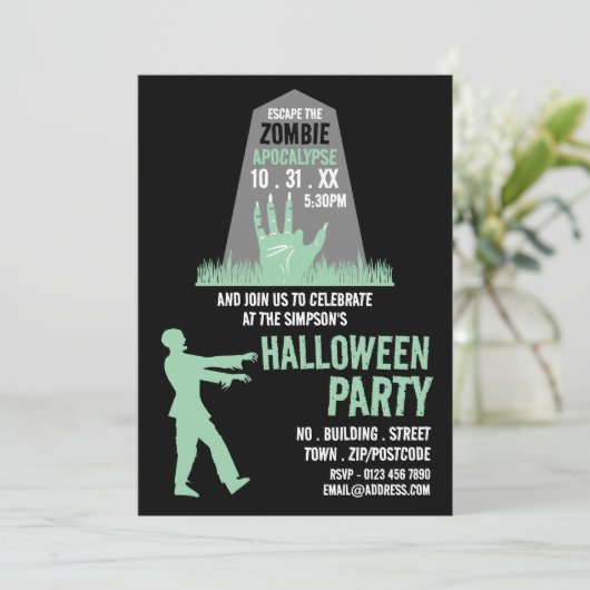 Zombie Apocalypse Theme Escape Room Halloween Kaart (Staand voorkant)