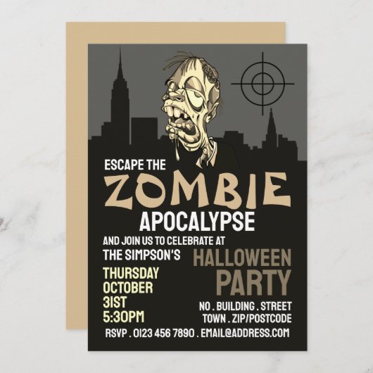 Zombie Apocalypse Theme Escape Room Halloween Kaart (Voorkant / Achterkant)