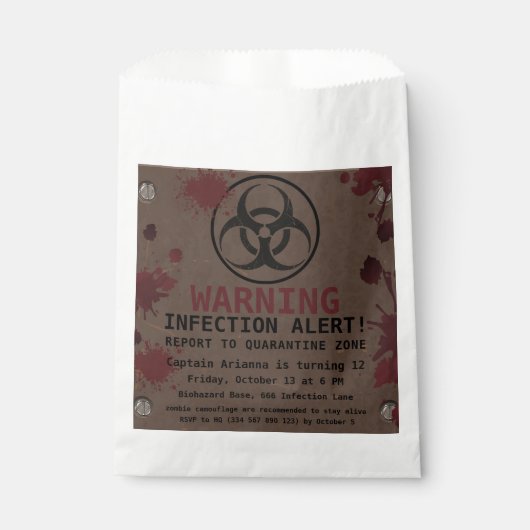 Zombie Apocalypse Verjaardag | Halloween Biohazard Bedankzakje (Voorkant)