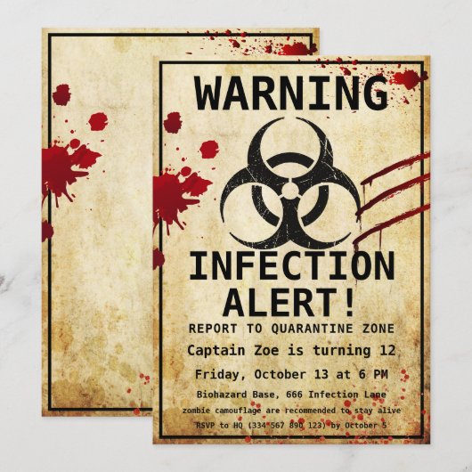 Zombie Apocalypse Verjaardag | Halloween Biohazard Kaart (Voorkant / Achterkant)