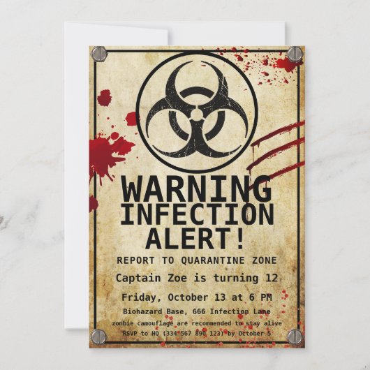 Zombie Apocalypse Verjaardag | Halloween Biohazard Kaart (Voorkant)