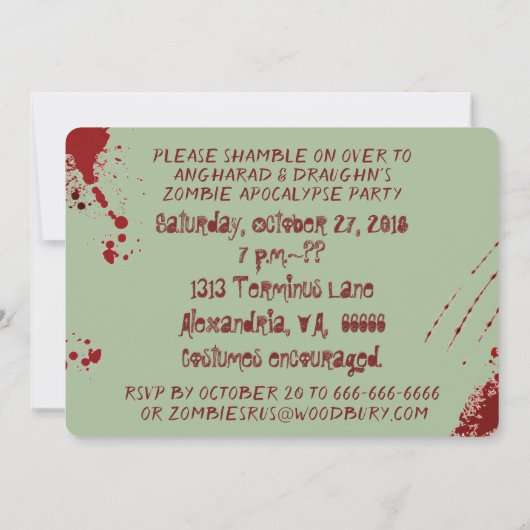 Zombie Apocalypse We're Dead Retro Teken Halloween Kaart (Achterkant)