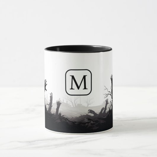 Zombie Arms Rise Up Spooky Halloween Night Mok (Midden)