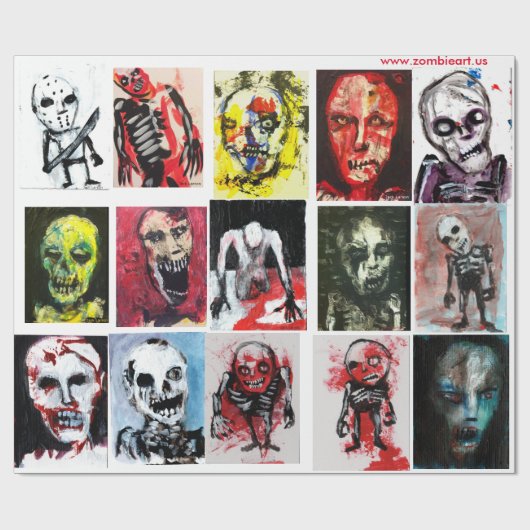 Zombie Art Matte Wrapping Paper, 30 x 6' Cadeaupapier (Vlak)