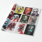 Zombie Art Matte Wrapping Paper, 30 x 6' Cadeaupapier (Uitgerold)
