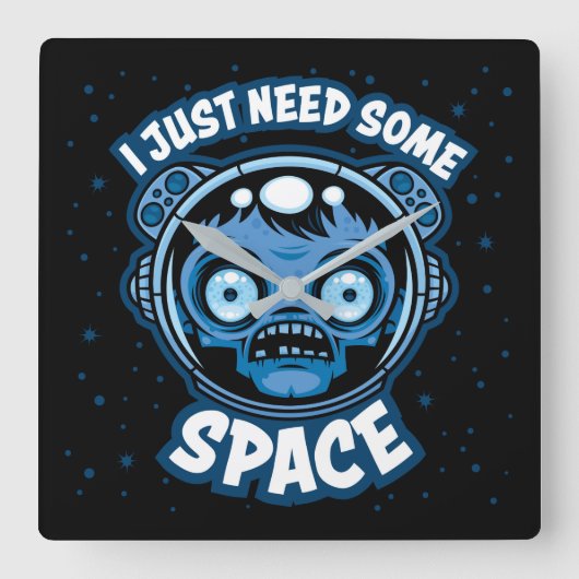 Zombie Astronaut Heeft Wat Ruimte Nodig Vierkante Klok (Voorkant)