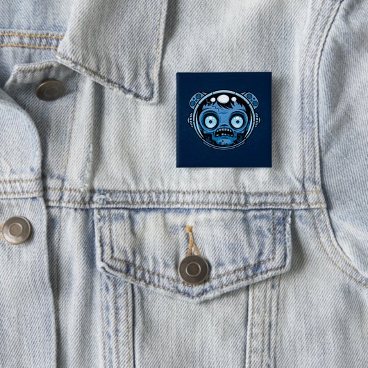Zombie Astronaut Vierkante Button 5,1 Cm (In situ)