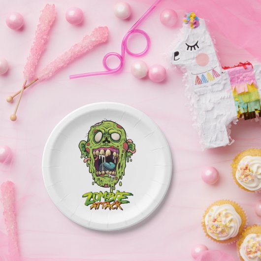 Zombie Attack Scary Monster Creater Papieren Bordje (Feest)