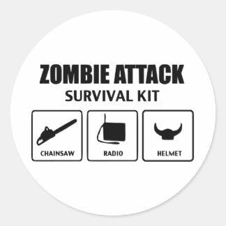 Zombie Attack Survival Kit Ronde Sticker