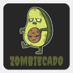 Zombie Avocado Zombiecado Funny Halloween Kawaii Vierkante Sticker