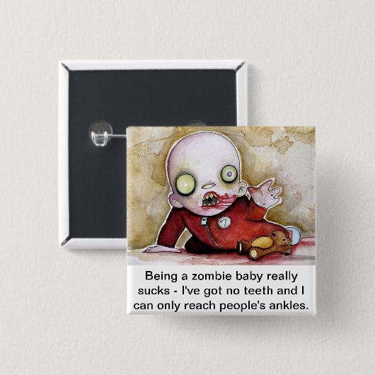 Zombie baby vierkante button 5,1 cm (Voorkant /achterkant)