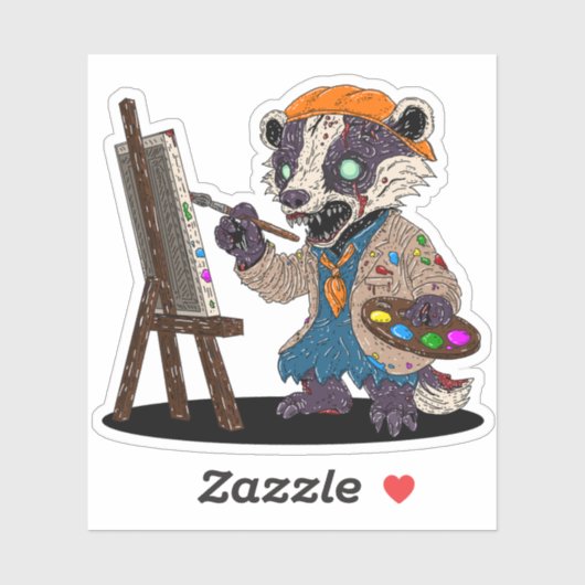 Zombie Badger Artiest Sticker (Vel)