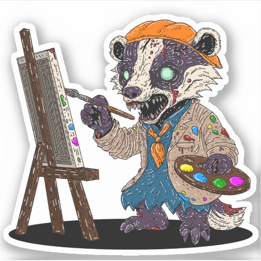 Zombie Badger Artiest Sticker (Voorkant)