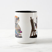 Zombie Badger Artiest Tweekleurige Koffiemok (Center)