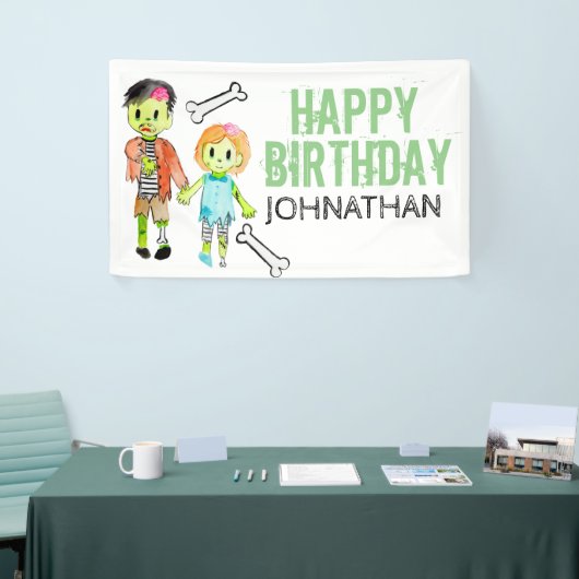 zombie banner-teken op de verjaardag van Halloween Spandoek (Beurs)