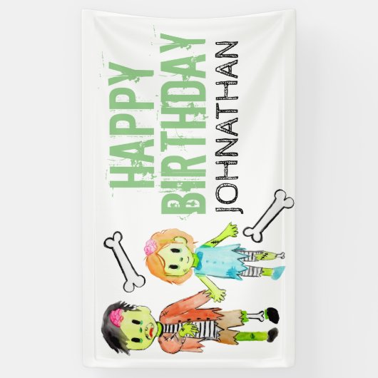 zombie banner-teken op de verjaardag van Halloween Spandoek (Verticaal)
