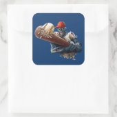 Zombie Baseball Slugger Scary Halloween aanpassen Vierkante Sticker (Tas)