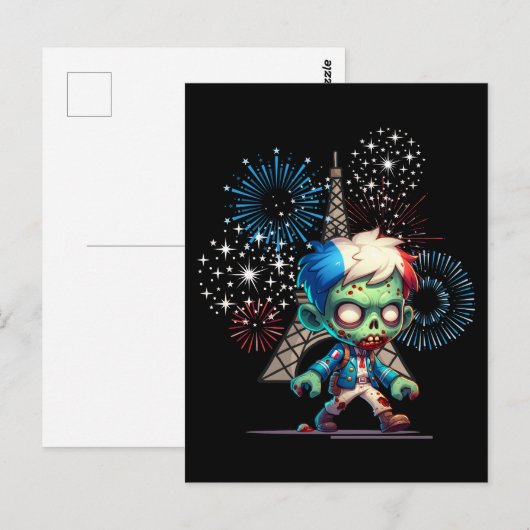 Zombie Bastille Dag Briefkaart (Voorkant / Achterkant)